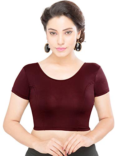 TMS Women's Blouses Readymade Gold Stretchable Saree Crop Top Choli Free Size (One Size (Can fit bust size 28-38), Maroon) TMS Women's Blouses Readymade Gold Stretchable Saree Crop Top Choli Free Size (One Size (Can fit bust size 28"-38"), Maroon)