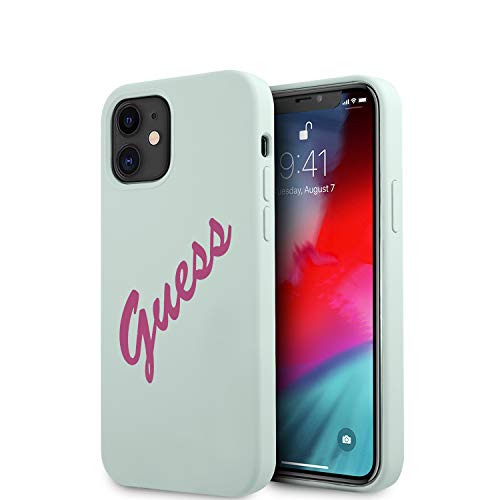 GUESS Coque Rigide en Silicone Vintage pour GUHCP12SLSVSBF iPhone 12 Mini 5,4" Bleu Fuchsia