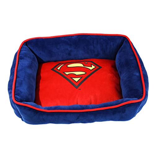 DC Comics for Pets Superman Cuddler Bed | Soft and Snuggly, Blue and Red Superhero Dog Bed | Pet Bed Measures 19  x 15  | The Most Comfortable Pet Bed for Your Dog (FF8737)