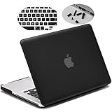 LENTION Plastic Hard Case for 13-inch MacBook Pro with CD/DVD Drive (A1278), Matte Finish Case with Rubber Feet, Come with Anti Dust Port Plugs (Black)