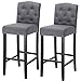 eSituro Coppia di Sgabelli da Bar con Schienale Sedia Alta da Bar Cucina Poggiapiedi Incluso Gambe in Legno Design retrò 2 Pezzi Grigio Scuro SBST0307