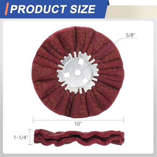 Image of 10 inch Non-Woven Airway Satin Buffing Wheel, 5 /8 inch Arbor Hole | Surface Prep Wheel for Angle Grinder, Ideal for Sanding & Polishing Aluminum, Stainless Steel - 2 PCS