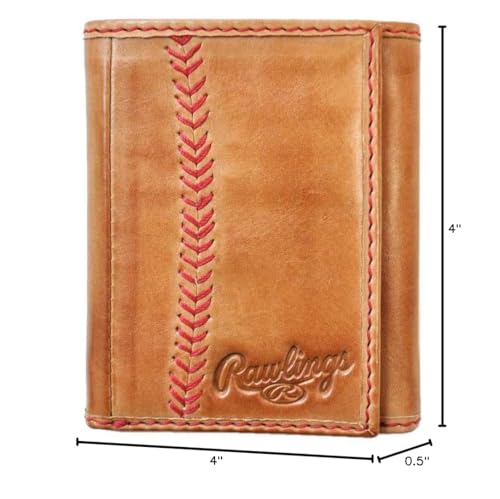 Rawlings Baseball Stitch Trifold Wallet Brown4