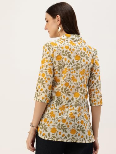 Image of feranoid Classic Collared Cotton Shirt with 3 /4 Sleeve for a Timeless Casual Look