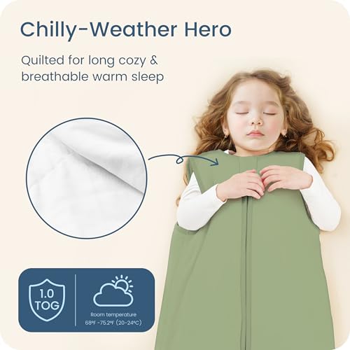 Image of Sleep Sack 0-6 Months 1.0 TOG, Swaddle Transition Sleeping Bag, Premium Baby Wearable Blanket with 2-way Safe Zipper All Season Sleep Sacks