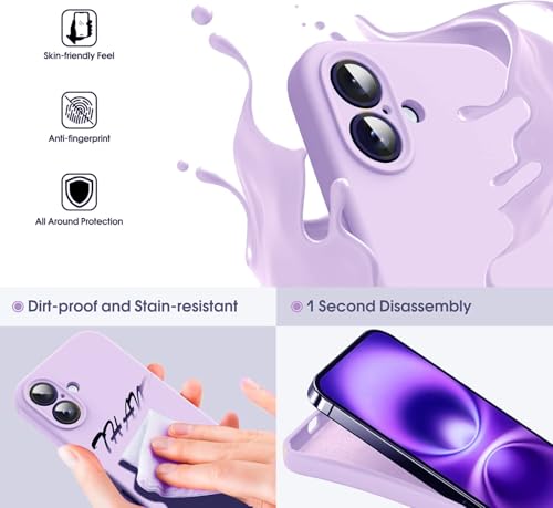 Image of mobistyle Designed for iPhone 16 Plus Soft Liquid Silicone Slim Protective with Microfiber Lining Phone Back Cover Case for iPhone 16 Plus (Purple)