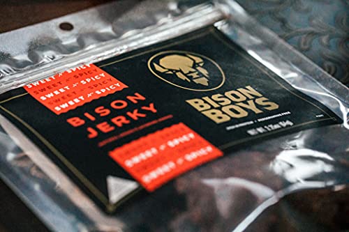Bison Boys | Buffalo Jerky | Preservative Free Bison Meat | Usa Raised | Natural Smoke Flavorings | Protein Packed Low Fat Healthy Snack Food (Sweet&Spicy (3)) #TOP6