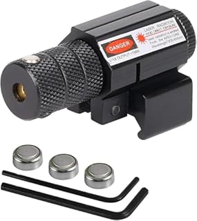 KinZon Mirino Laser Rosso Tattico con Montaggio su Rail Picatinny 20mm, per Fucili da Caccia, Carabine, Pistole e Armi Corte, Airsoft. 2 Design a Scelta