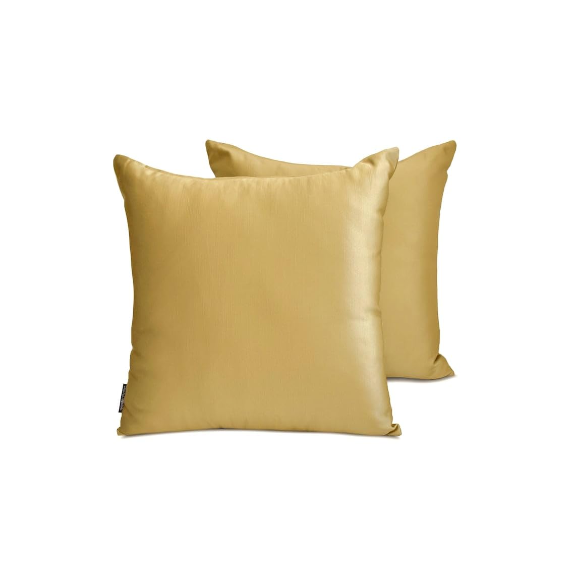 The HomeCentric Decorative Cushion Covers Light Gold Pack of 2, 45x45 cm (18"x18") Satin Solid Toss Cushion Cover For couch, Solid Modern Style - Light Gold Slub Satin
