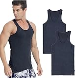Generic 2er-Pack gerippte Herren-Tank-Tops, Unterhemden, klassisch, ärmellos, einfarbig...