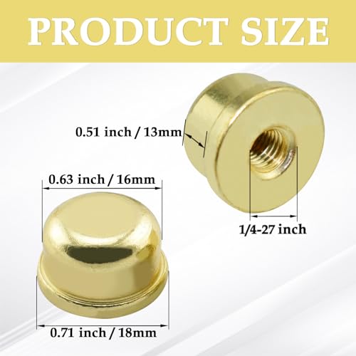 Marrteum LAMPFINIALS-GD-2P 1/2 Inch Tall Lamp Finial Tapped 1/4-27 Knob Lamp Accessories thumb #1