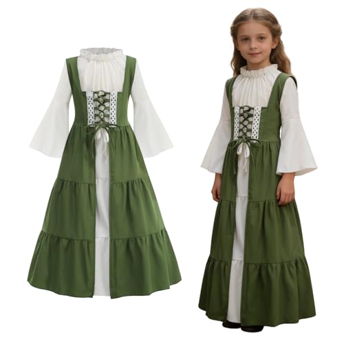 Disfraz Medieval Princesa para Niñas Color Verde miniatura 1