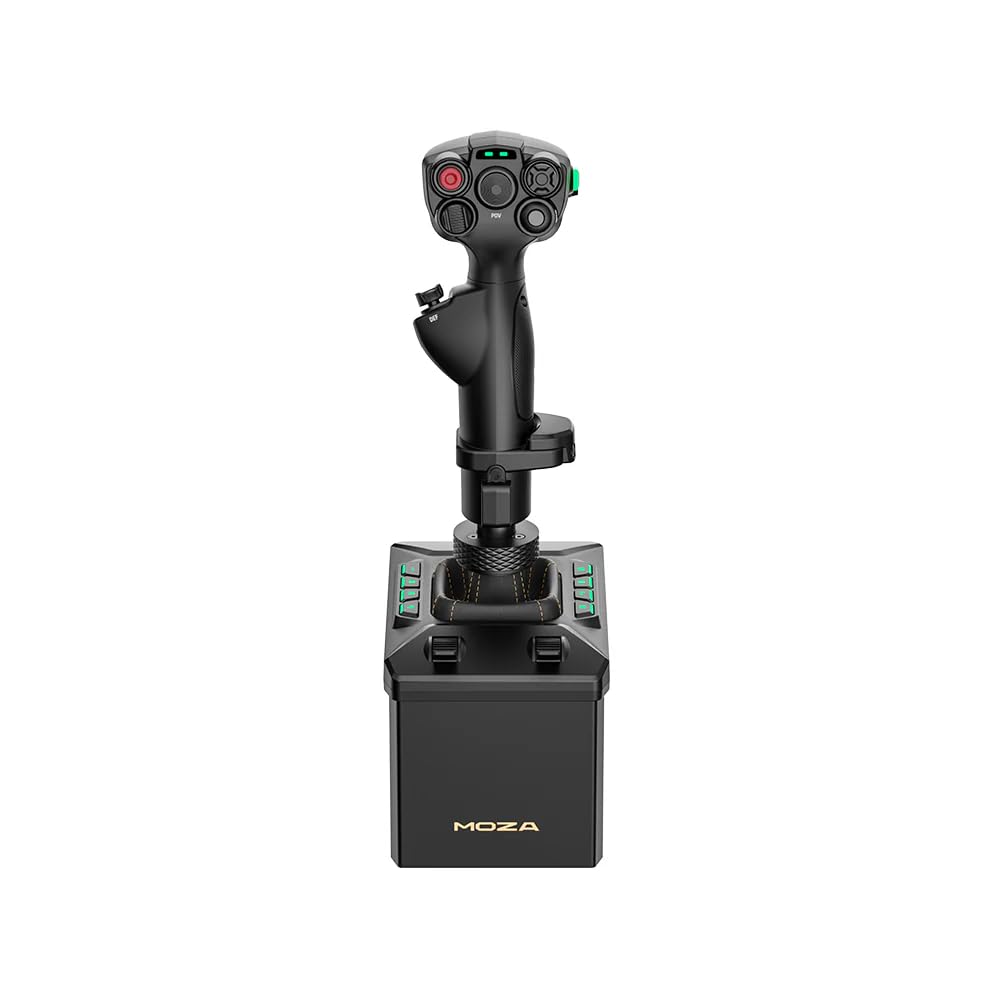 MOZA AB6 Flight Simulator Bundle MHG Flight Stick and AB6 FFB Flight Base | 29 programmierbare Eingaben, Hall-Sensor-Technologie, RGB-Tasten, 1000 Hz Abfragerate und Tischklemme für MSFS, DCS World