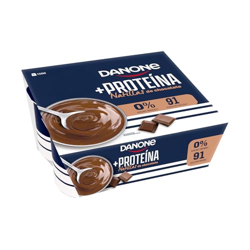Danone Natillas Proteicas con Sabor Chocolate - Sin gluten ni azúcares añadidos - 4x120g, 480g