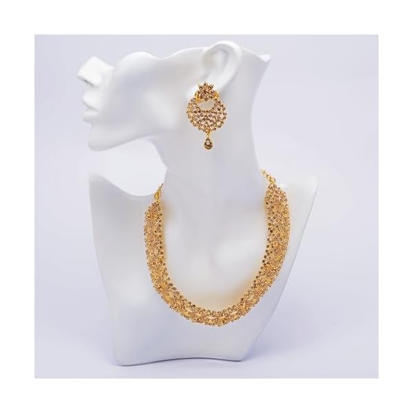 NATTY Gold Finish Feshion Necklace with Earrings for Women - Jewellery Set for Party, Wedding, Engagement - Image 7