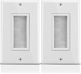 Fosmon 1-Gang Wall Plate (2 Pack), Brush Style Opening Passthrough Low Voltage Cable Plate In-Wall Installation for Speaker Wires, Coaxial Cables, HDMI Cables, or Network/Phone Cables