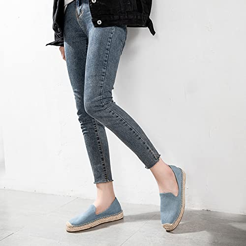 Image of Women's Classic Slip on Flat Shoes Casual Cap-Toe Platform Simple Espadrille Canvas Loafers
