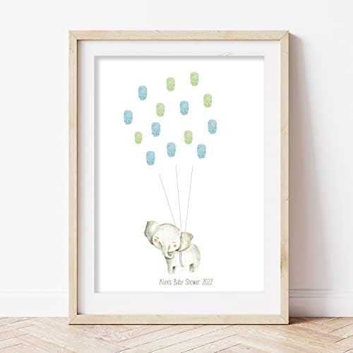 The Little Party Company Baby Shower Fingerprint Tree Alternative Guestbook Safari Animals Personalised *PLEASE NOTE NO FRAME AND NO INK PAD INCLUDED*