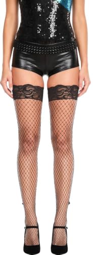 Image of ToBeInStyle Women's Fine Classic Fishnet Thigh High Stretch Nylon Novelty Stockings