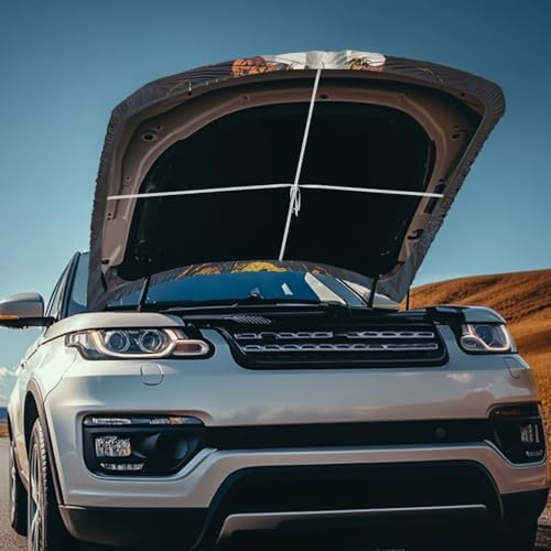 Image of Halloween Design Car Hood Cover Protector 59x39 Inch Stretchable Auto Hood Wraps Waterproof Automotive Exterior Accessories for Most SUV Sedans Trucks
