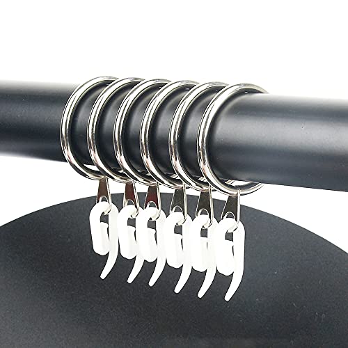 Haihaz 40 Pièces Anneaux de Suspension en métal，avec Crochets de Rideau en Plastique Blanc，Anneaux de Rideau en Métal Anneaux Suspendus，pour la Maison,la Salle de Bain,la Chambre à Coucher（30mm）