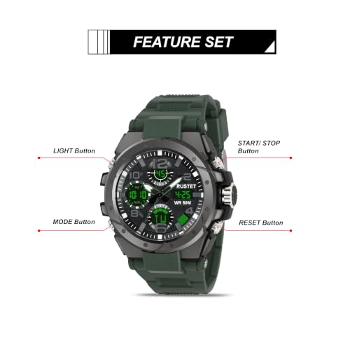 Image of RUSTET Analogue - Digital Men's Watch (Black Colored Strap - 2145)