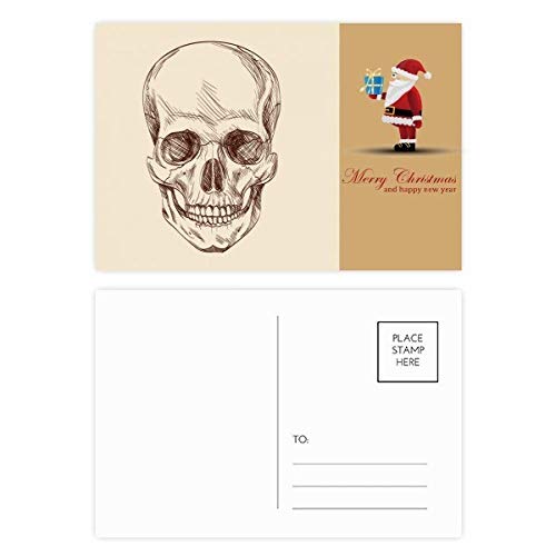 Cartes postales crâne humain squelette Père Noël gothique, papeterie festive originale