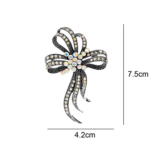 Broche nœud papillon strass rétro bijou haut de gamme pour pulls - 4