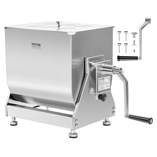 VEVOR Mélangeur à Viande Manuel, Équipement de Traitement de la Viande avec Réservoir Inclinable de 10 L, Machine à Mélanger pour Chair à Saucisse en...