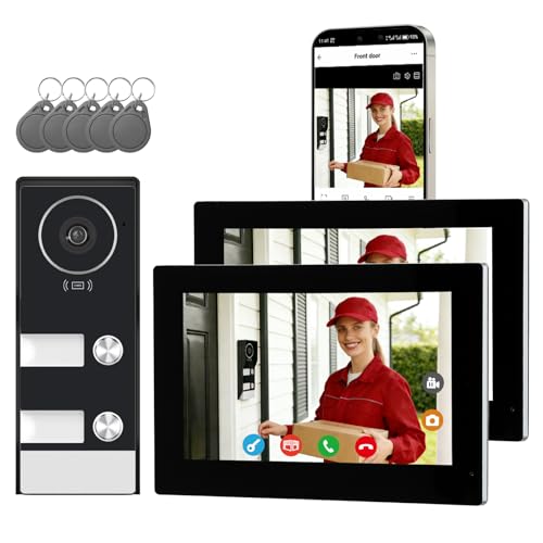 Honmidatek Sistema Videocitofonico Domestico Intelligente, videocitofono cablato con 2 Schermi