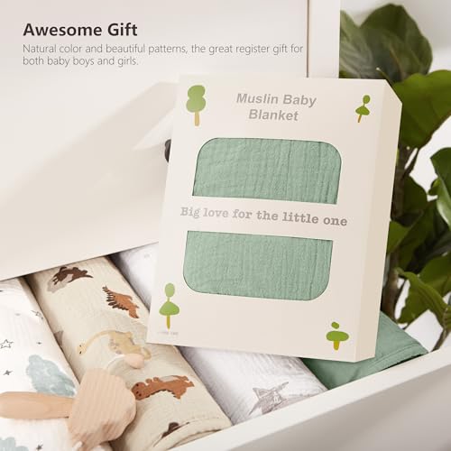 Image of Susurration Baby Blanket for Unisex Boys Girls, 2 Pack Soft Fluffy Crib Blankets with Muslin Cotton Front and Dotted Fleece Back, Receiving Blanket for Baby Newborn Infant, 30x40inch, Green&Cream
