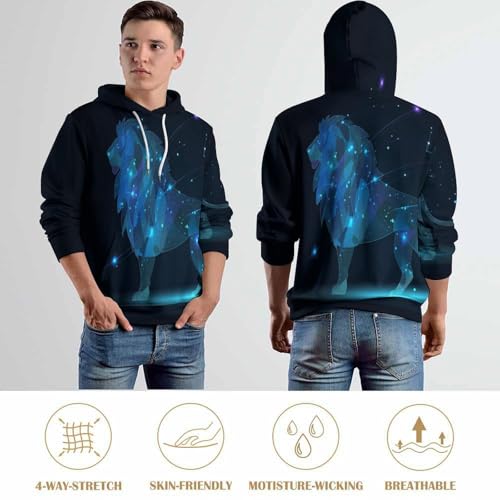 Pull à capuche homme constellation du Lion pour sport running et vêtement décontracté