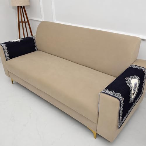 Image of Homerz Premium 'Maharaja Paradise Series' Sofa Cover | Net Fabric Sofa Cover | Washable, Anti-Dust Backed & Wrinkle Resistant Cover (Regal Flower, 2 pc Armrest, Armrest)