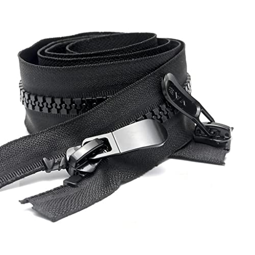 cremallera, Cremallera negra de extremo abierto con doble deslizador 70-500 cm for coser disfraces o tiendas campaña(150cm)