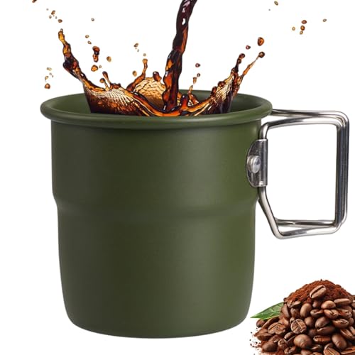 Taza de aluminio para café - Taza de café con asa para exteriores - Taza de café para viajes y acampadas - Taza con aislamiento de metal - Tazas para acampar con asa | Para viajes, hogar, oficina