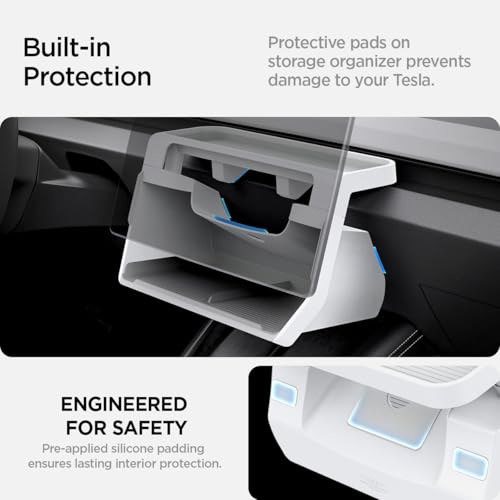 Image of Spigen Under Screen Storage Organizer for Tesla Model Y Juniper - White | Model 3 Highland / Only Standard, Premium & Performance (2026 /2025) [Upgraded] / For Tesla Model YL