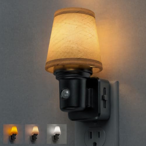 Image of L LOHAS LED Night Lights Plug into Wall, Linen Fabric Night Light