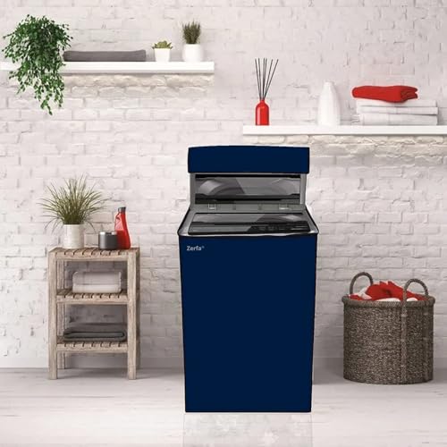 Image of Zerfa Waterproof, Dust-Proof, Sun-Proof Top Load Fully Automatic Washing Machine Cover Fit and Suitable for all Brand Universal Cover for - Blue (Dimension - 59 x 59 x 86 CM)