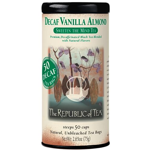 The Republic of Tea — Decaf Vanilla Almond Black Tea Tin, 50 Tea Bags, Environmentally- Friendly Decaffeinated Tea