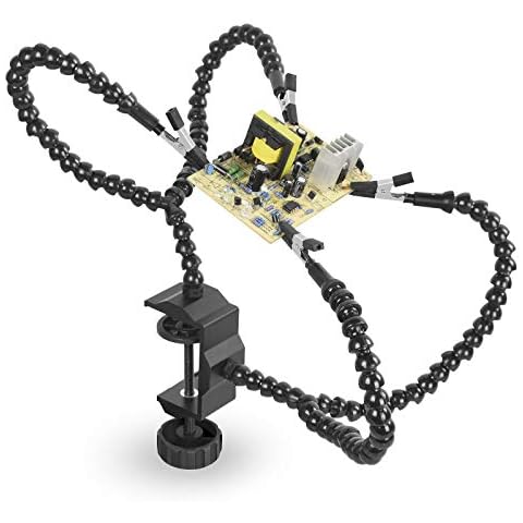 Helping Hands Soldering, Toolour Third Hand PCB Circuit Board Holder Flexible Y-Shaped Arms with Non-Slip Desk Clamp Base for Electronic Boards Repair Modeling Jewelry Assembly Hobby Craft Workshop Cover