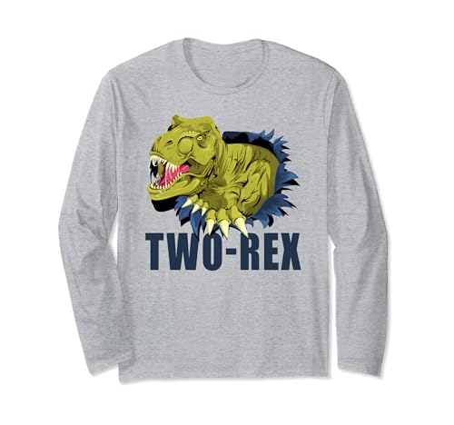 Two-Rex Dinosaur Kids Birthday Boys & Girls Graphics Manga Larga