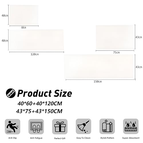 Cocina antideslizantes juegos de almohadillas de microfibra absorbente lavable 43x75 y 43x150 3