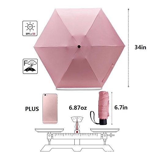 image for NOOFORMER Mini Travel Sun&rain Umbrella - Light Compact Parasol with 9