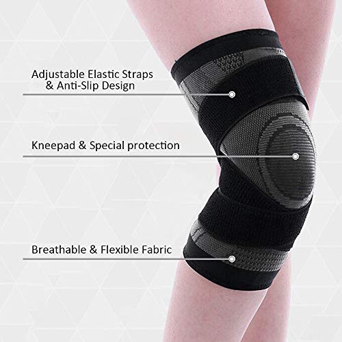 Joelheira, Romacci Homens e mulheres par de joelheiras de malha alças ajustáveis ​​suporte manga de