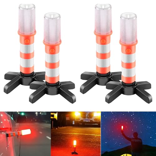 SUNSBELL 4 unids/set luz estroboscópica LED Road Flare, emergencia triángulo coche en el borde de la carretera intermitente Kit, luces estroboscópicas de seguridad advertencia faro para señalización
