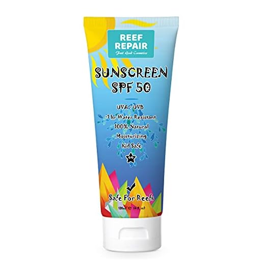 Reef Safe Sunscreen SPF 50 All Natural, Water Resistant, Moisturizing, Biodegradable, Broad Spectrum UVA/UVB Ocean Friendly Mineral Sunblock from Reef Repair 4 fl. Oz