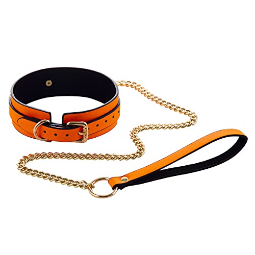 Collier phosphorescent en cuir B160 ras de cou avec chaîne de traction