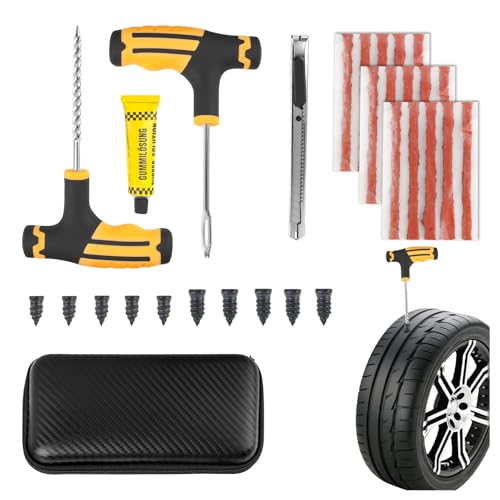 YGDMD 30PCS Car Tire Plug Kit Essential Car Emergency Flat Tire Repair Kit Contains Drill/Rubber Repairs Screws/Cars Tires Repair Plugs Professional Tubeless Tires Patch Kits for Cars