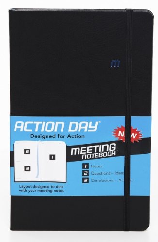 Meeting Notebook - Layout Designed to Deal with Your Meeting Notes - Size 5x8 - Black Hard Thread-Bound Cover (Meeting Minutes (+) Passing Notes)