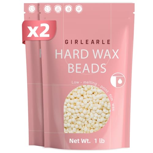 Image of GIRLEARLE 2 x 1lb, 2 Pack Cream Wax Beads for Hair Removal Sensitive Skin